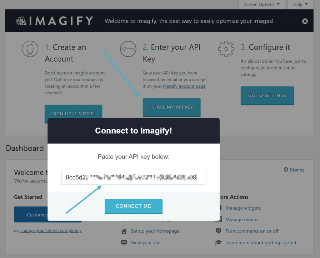 Activating Imagify is very simple