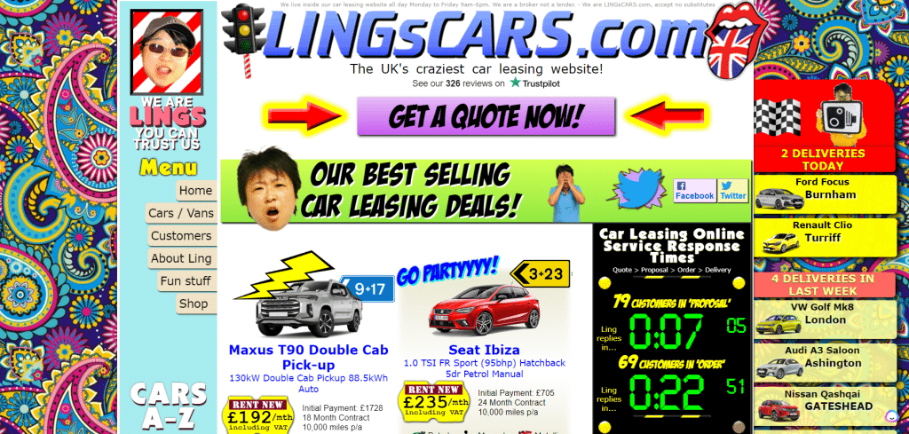 Check out a deliberately designed car leasing site that offers too much information (Source)