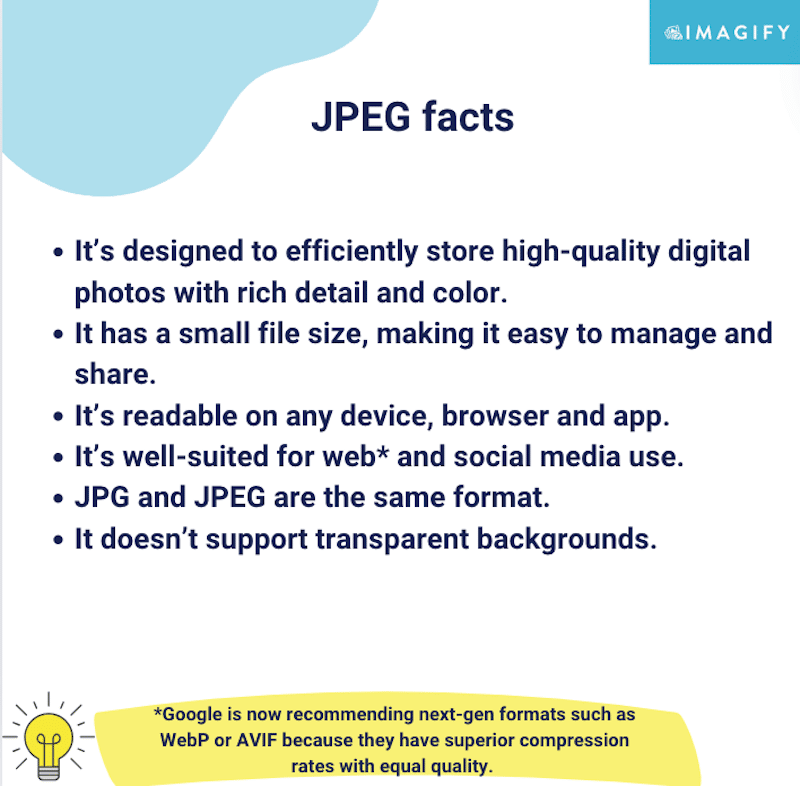 JPEG facts - Source: Imagify