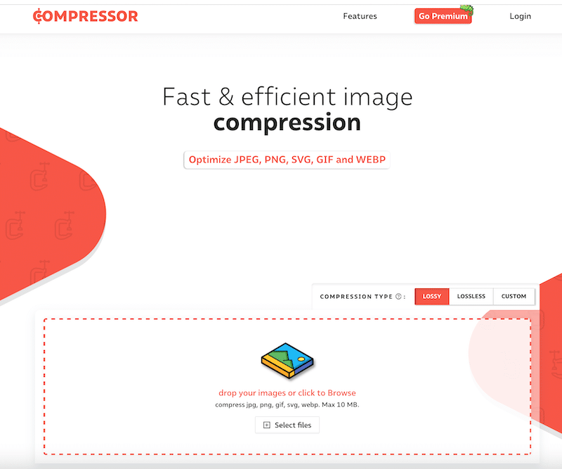 Field to drag-and-drop your GIF - Source: Compressor.io