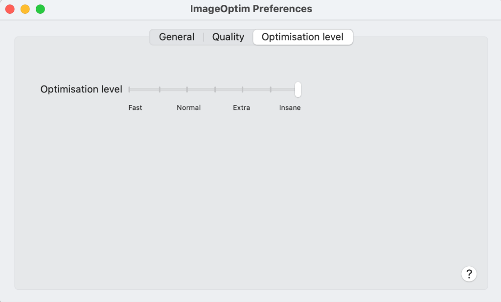 Optimization level - Source: ImageOptim