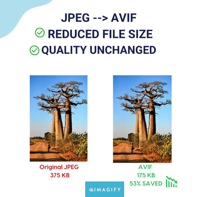 AVIF conversion keeping a similar quality - Source: Imagify