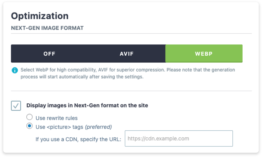 WebP and Avif conversion